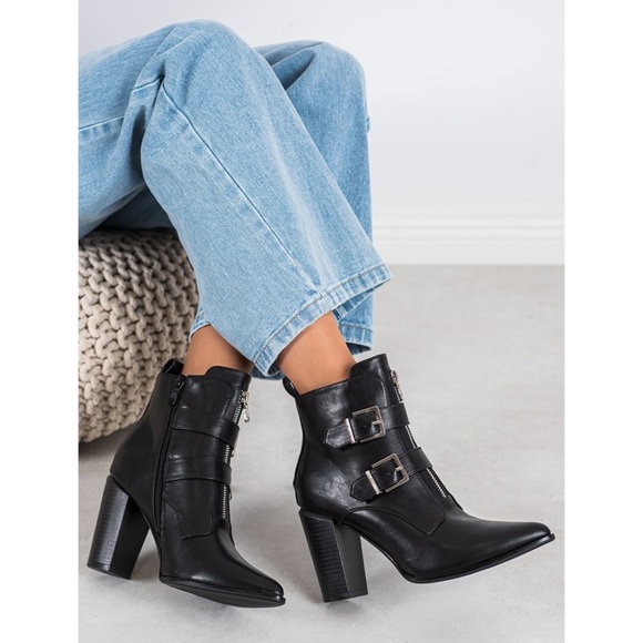 Windsor Smith Shoes - WINDSOR SMITH Black Leather Buckle High Heeled Ankle Boots